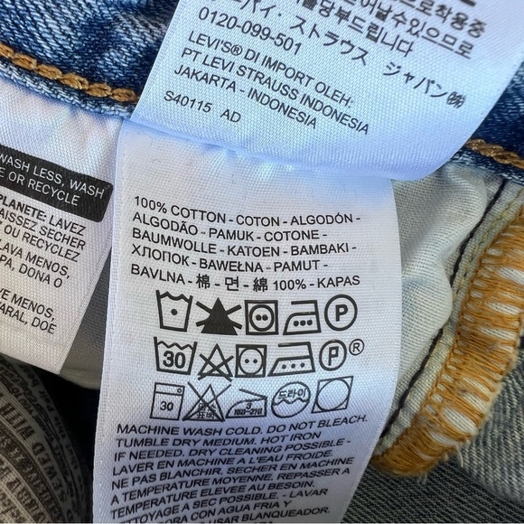 Levi’s 501 Big E Distressed Cutoff Denim Shorts Button Fly 100% Cotton Size 24 - Picture 11 of 12